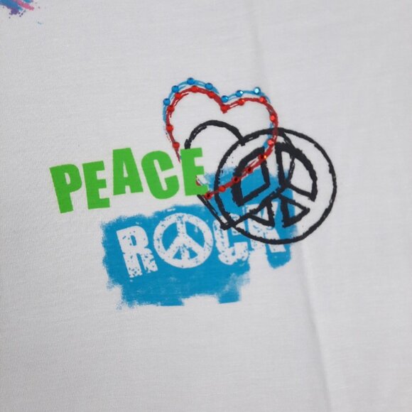 Flowers by Zoe Girls Hoodie 18M White Peace Love Graphic Rhinestone Y2K Retro - Picture 7 of 9